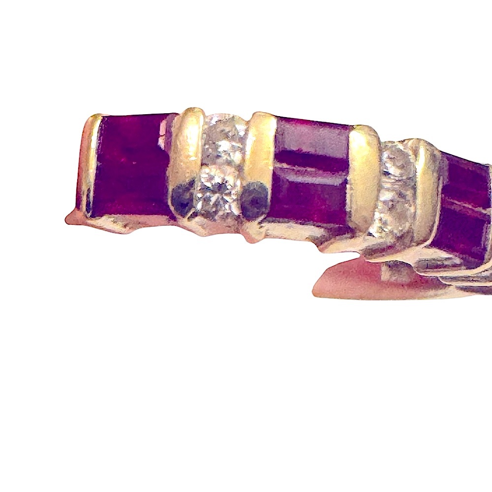 Vintage Ruby and Diamond Stackable Band Ring set in 14K White Gold. Size 7 EUC - Picture 3 of 4